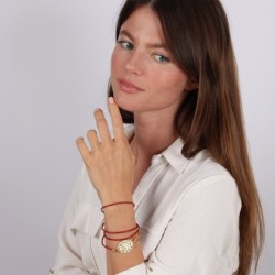 18K Gold Plated Leather Shema Yisrael Wraparound Bracelet - Deuteronom