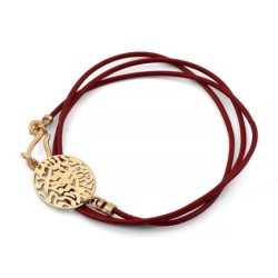 18K Gold Plated Leather Shema Yisrael Wraparound Bracelet - Deuteronom