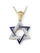 Diamond-Accented Large 14K Gold Double Star of David Pendant Necklace