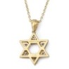 Diamond-Accented Large 14K Gold Double Star of David Pendant Necklace