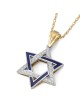 Diamond-Accented Large 14K Gold Double Star of David Pendant Necklace