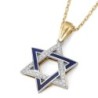 Diamond-Accented Large 14K Gold Double Star of David Pendant Necklace