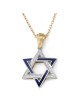 Diamond-Accented Large 14K Gold Double Star of David Pendant Necklace