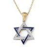 Diamond-Accented Large 14K Gold Double Star of David Pendant Necklace