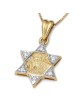 Deluxe 14K Gold and Diamonds Star of David Pendant Necklace with Old J
