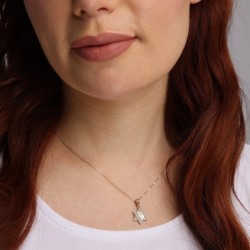 Deluxe 14K Gold and Diamonds Star of David Pendant Necklace with Old J