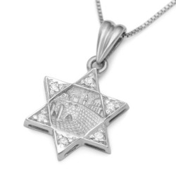 Deluxe 14K Gold and Diamonds Star of David Pendant Necklace with Old J