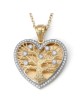 Large 14K Gold Heart-Shaped Tree of Life Pendant Necklace with Diamond
