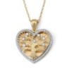 Large 14K Gold Heart-Shaped Tree of Life Pendant Necklace with Diamond