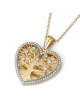 Large 14K Gold Heart-Shaped Tree of Life Pendant Necklace with Diamond