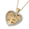Large 14K Gold Heart-Shaped Tree of Life Pendant Necklace with Diamond