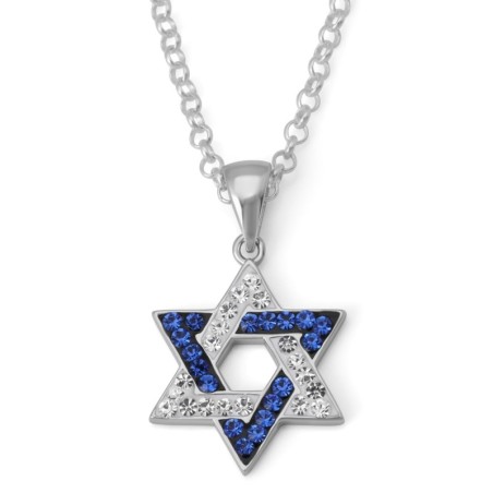 925 Sterling Silver Integrated Star of David Pendant Necklace with Zir