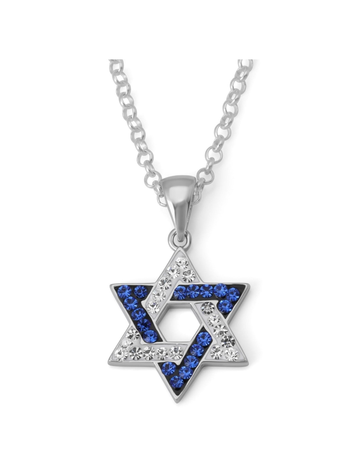 925 Sterling Silver Integrated Star of David Pendant Necklace with Zir