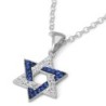 925 Sterling Silver Integrated Star of David Pendant Necklace with Zir