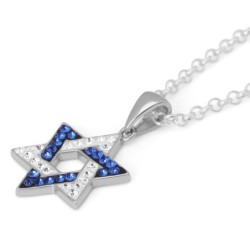 925 Sterling Silver Integrated Star of David Pendant Necklace with Zir