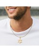 14K Gold Three-Dimensional Interlocking Star of David Pendant Necklace
