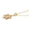 14K Gold Three-Dimensional Interlocking Star of David Pendant Necklace
