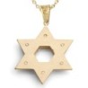 14K Gold Three-Dimensional Interlocking Star of David Pendant Necklace