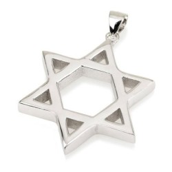 Large and Thick 925 Sterling Silver and Rhodium-Plated Star of David P