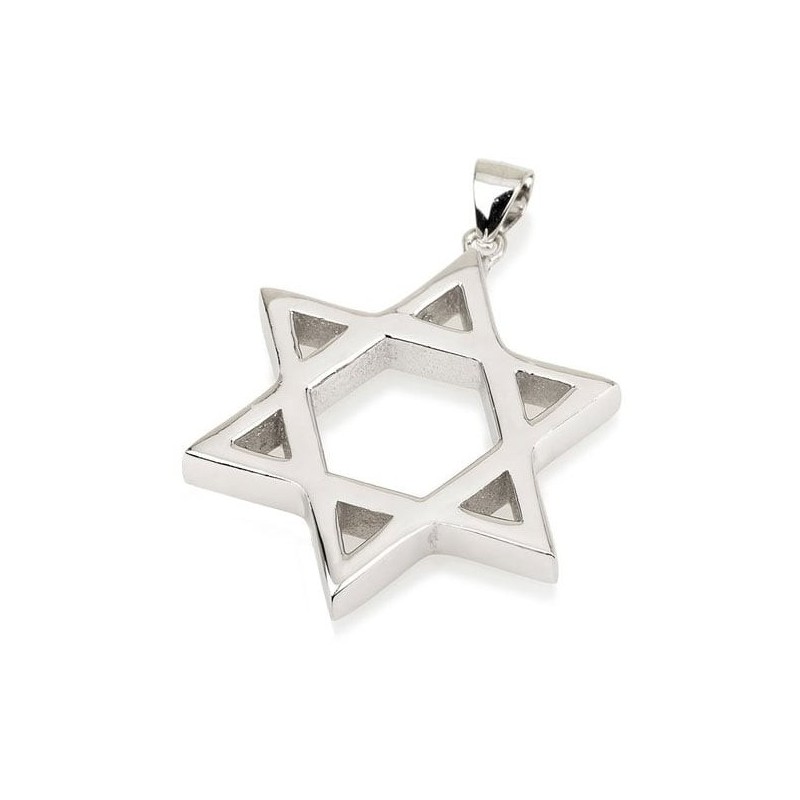 Large and Thick 925 Sterling Silver and Rhodium-Plated Star of David P