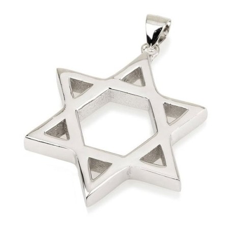 Large and Thick 925 Sterling Silver and Rhodium-Plated Star of David P
