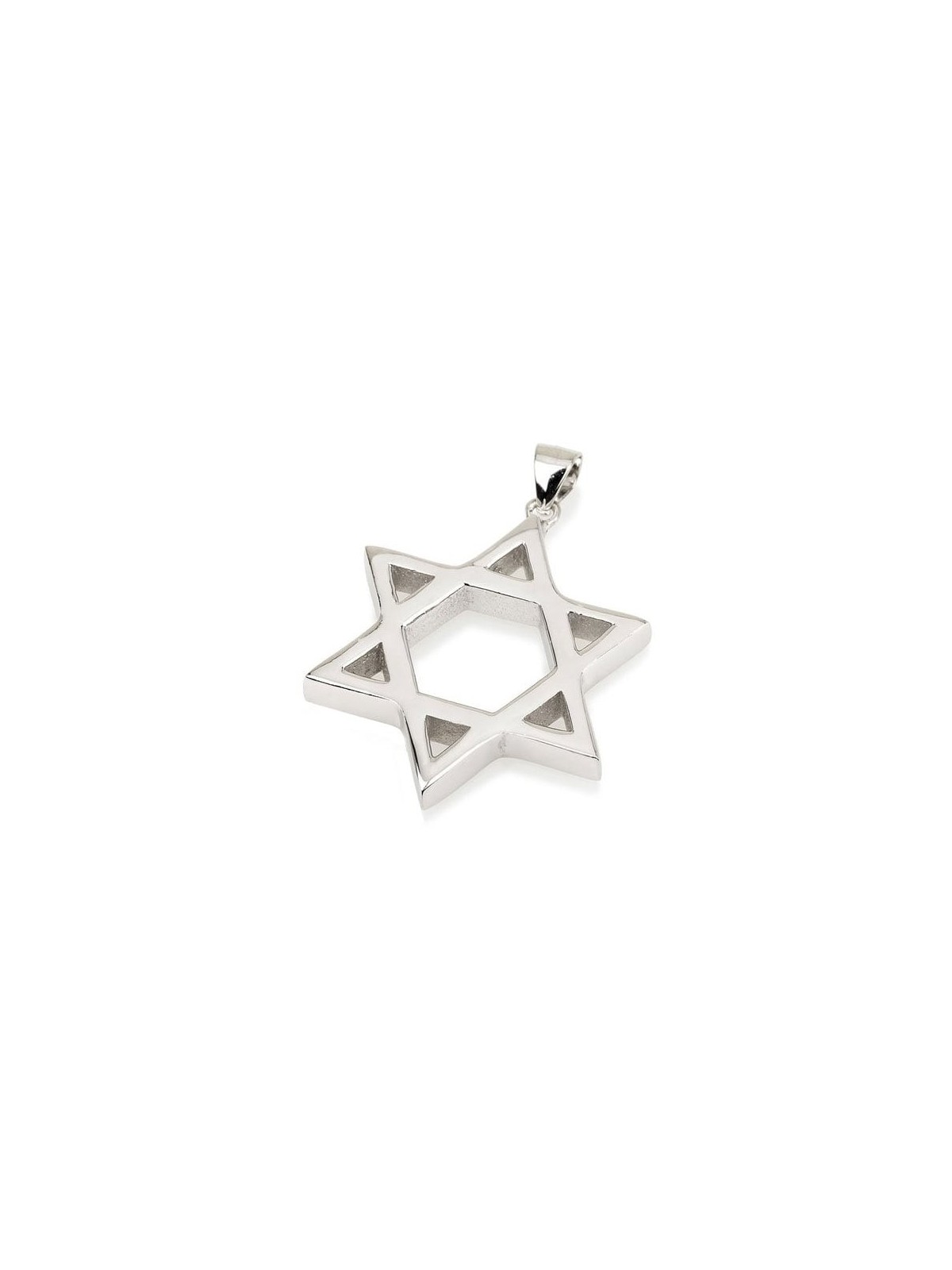 Large and Thick 925 Sterling Silver and Rhodium-Plated Star of David P