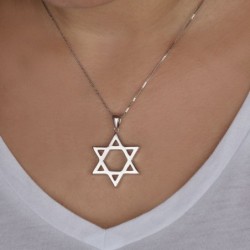 Large and Thick 925 Sterling Silver and Rhodium-Plated Star of David P