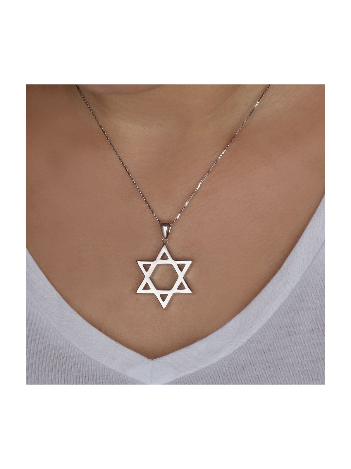 Large and Thick 925 Sterling Silver and Rhodium-Plated Star of David P