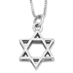 Sterling Silver Double Layer Star of David Pendant Necklace