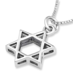 Sterling Silver Double Layer Star of David Pendant Necklace