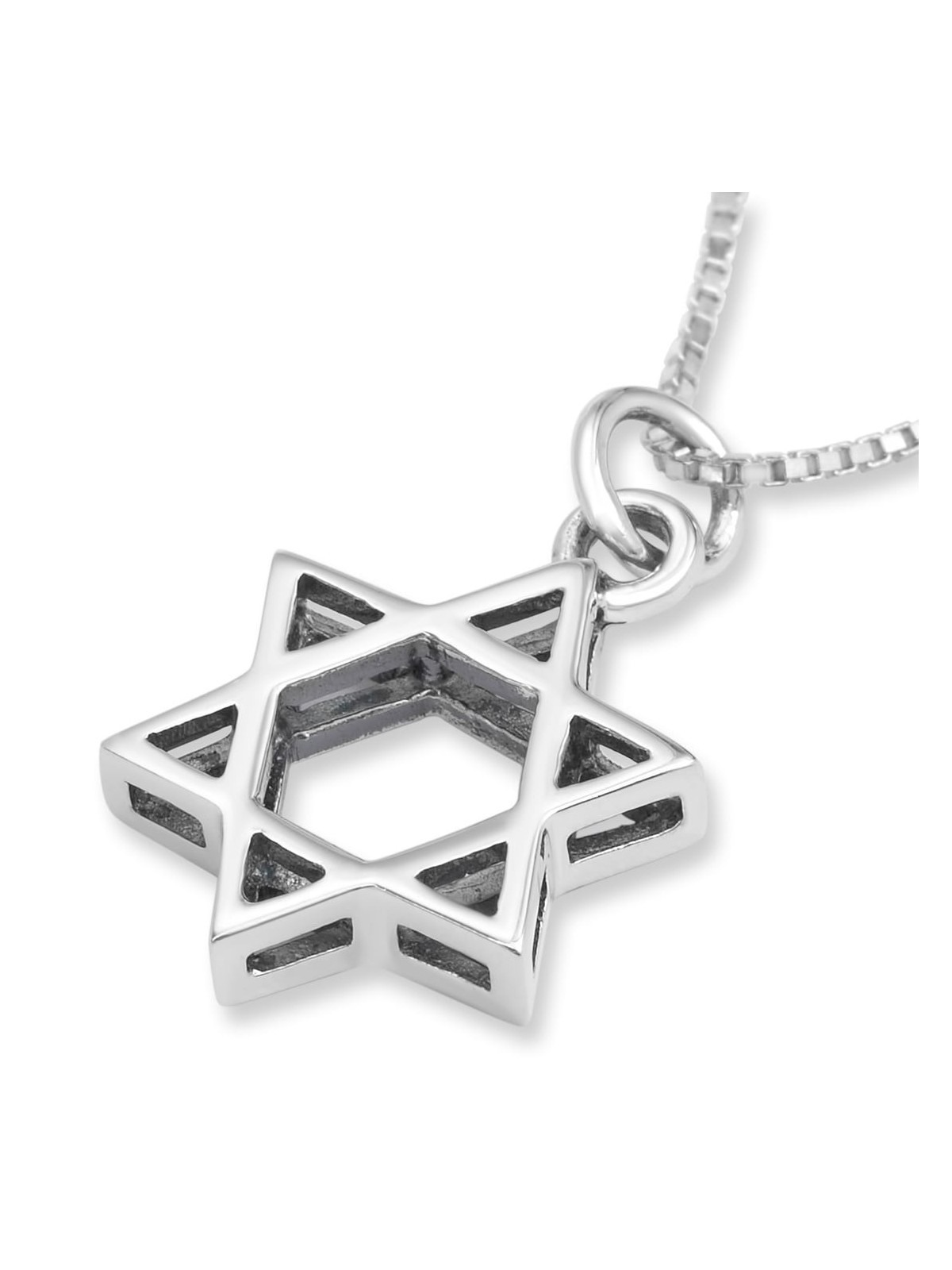 Sterling Silver Double Layer Star of David Pendant Necklace