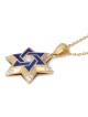 14K Yellow Gold & Blue Enamel Star of David Diamond Pendant