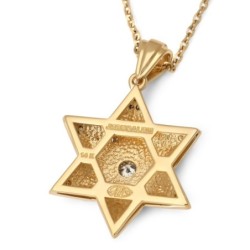 14K Yellow Gold & Blue Enamel Star of David Diamond Pendant