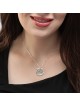 Sterling Silver and 9K Gold Circle Tree of Life Necklace with Emerald