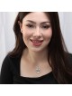 Sterling Silver and 9K Gold Circle Tree of Life Necklace with Emerald