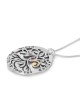 Sterling Silver and 9K Gold Circle Tree of Life Necklace with Emerald