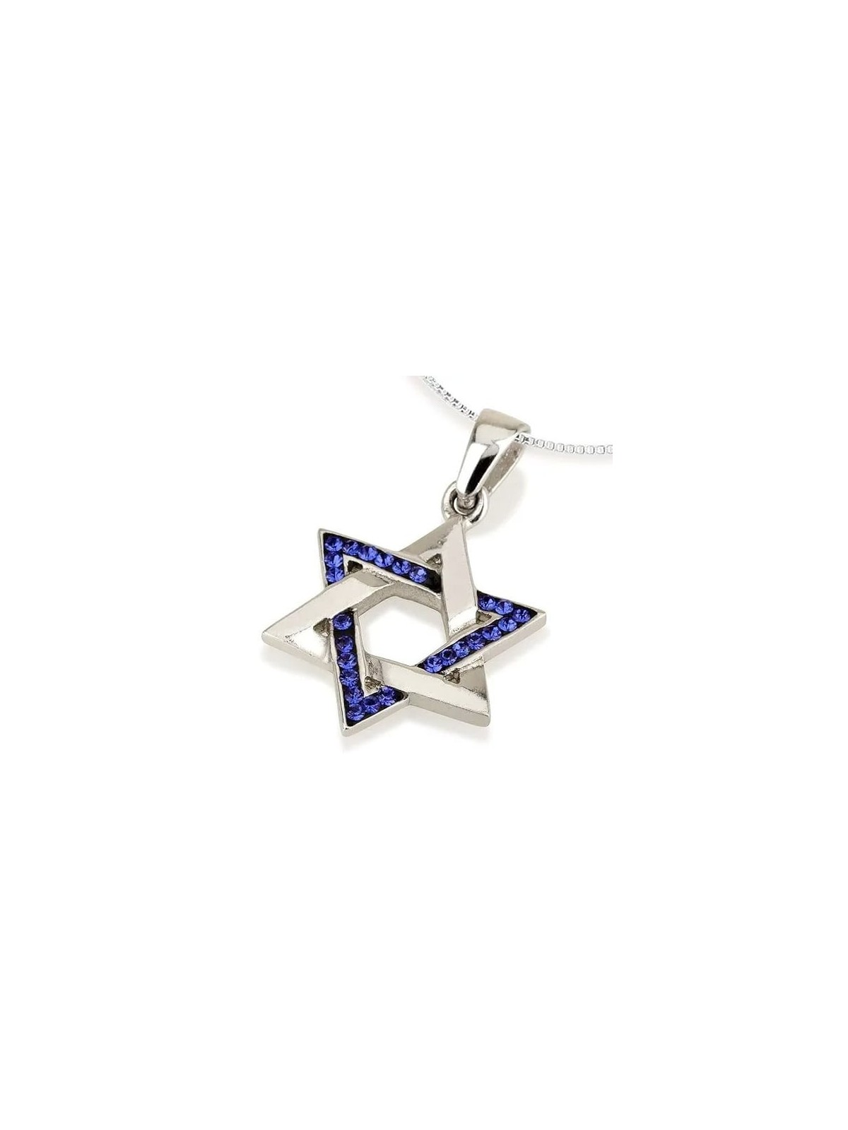 Elegant Sterling Silver and Crystal Stones Star of David Pendant Neckl