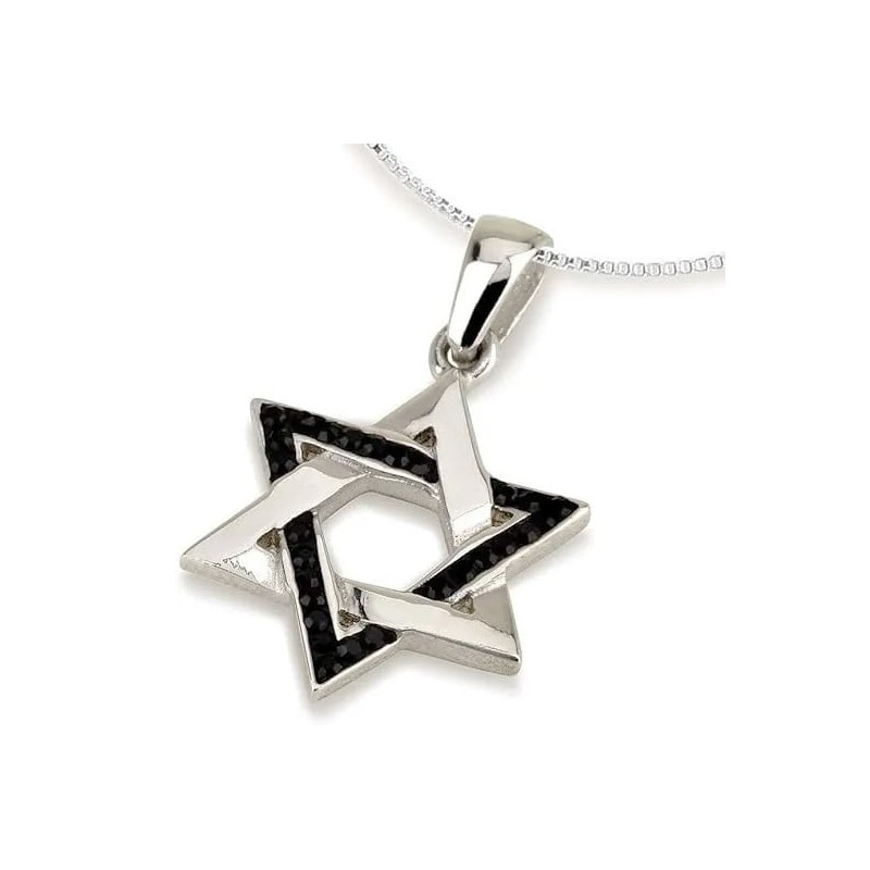 Elegant Sterling Silver and Crystal Stones Star of David Pendant Neckl