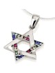 Elegant Sterling Silver and Crystal Stones Star of David Pendant Neckl
