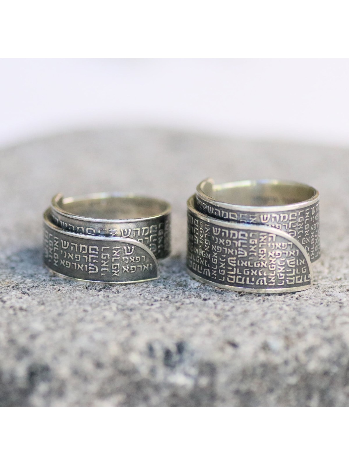 Handmade Blackened 925 Sterling Silver Adjustable Unisex Kabbalah Ring