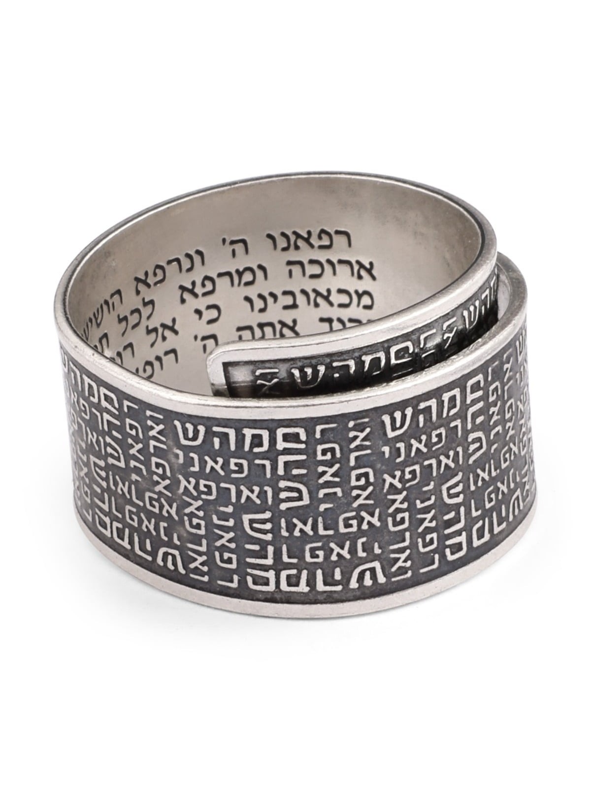 Handmade Blackened 925 Sterling Silver Adjustable Unisex Kabbalah Ring