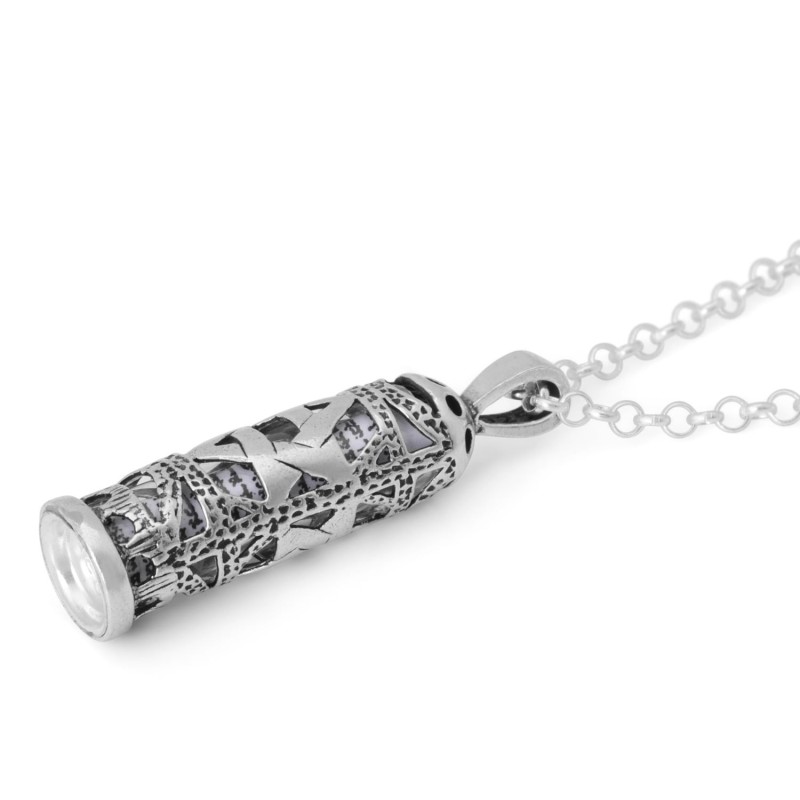 Collier pendentif Mezouza en argent sterling 925 - Étoile de David