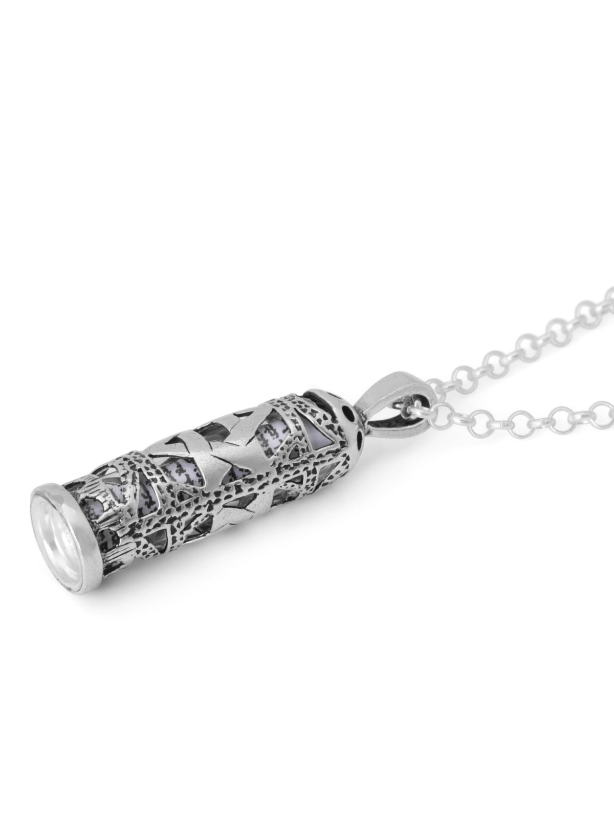 Collier pendentif Mezouza en argent sterling 925 - Étoile de David