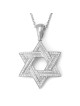 14K White Gold Star of David Pendant with Two Diamond Rows