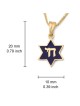 14K Gold and Blue Enamel Chai and Star of David Pendant Necklace