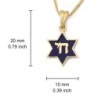 14K Gold and Blue Enamel Chai and Star of David Pendant Necklace