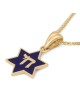 14K Gold and Blue Enamel Chai and Star of David Pendant Necklace