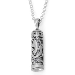 925 Sterling Silver Mezuzah Necklace with Shin