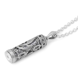 925 Sterling Silver Mezuzah Necklace with Shin