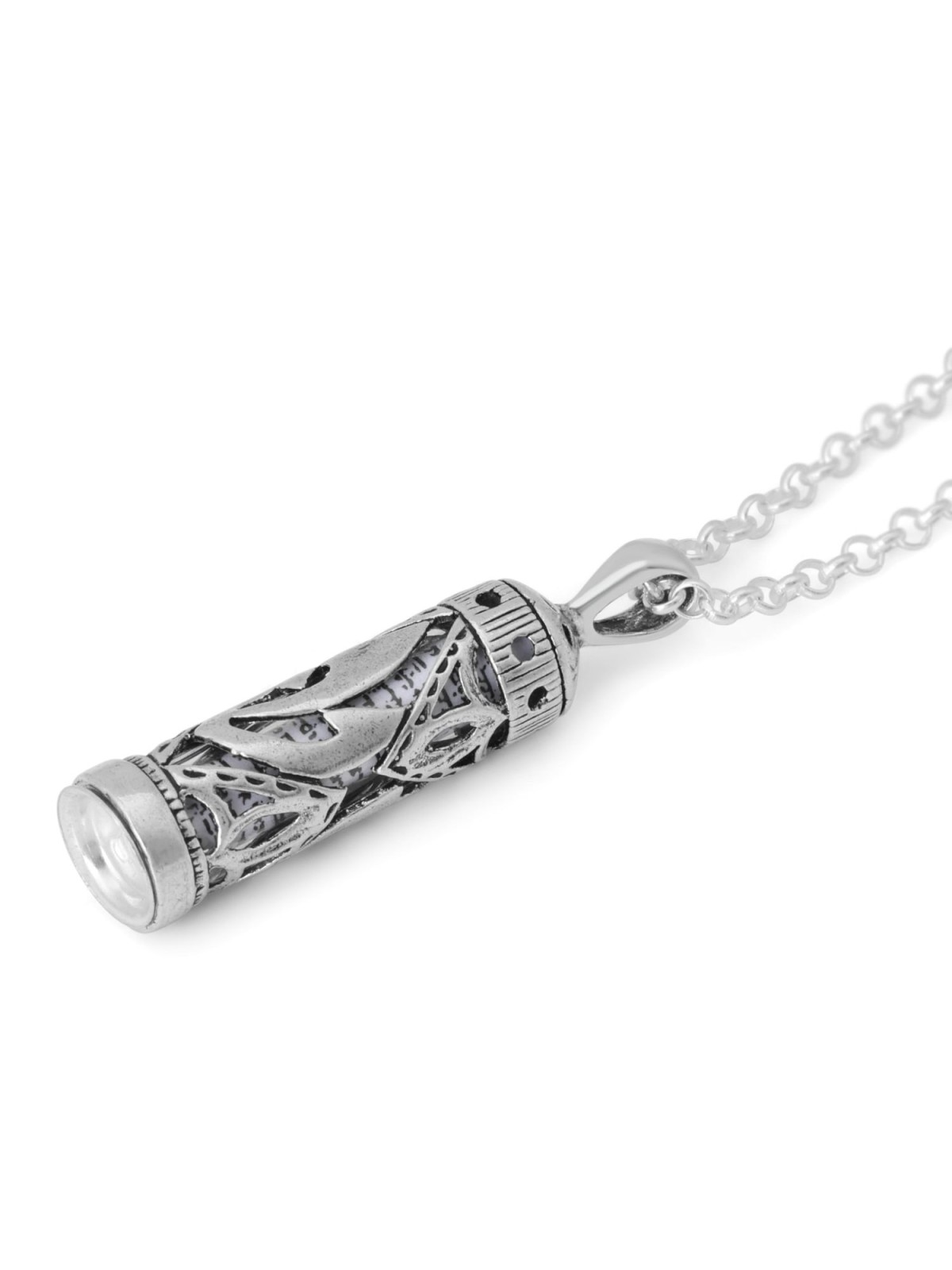 925 Sterling Silver Mezuzah Necklace with Shin
